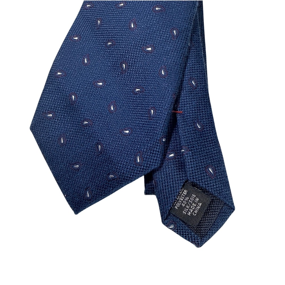 Tommy Hilfiger Tie Mens Navy Blue Micro Paisley Silk Blend‎ Necktie NWT